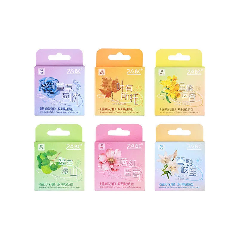 50pcs/box Journamm Plant Stickers Scrapbooking Supplies DIY CUT Decor Junk Journal Collage Stationery PET Aesth Natural Stickers