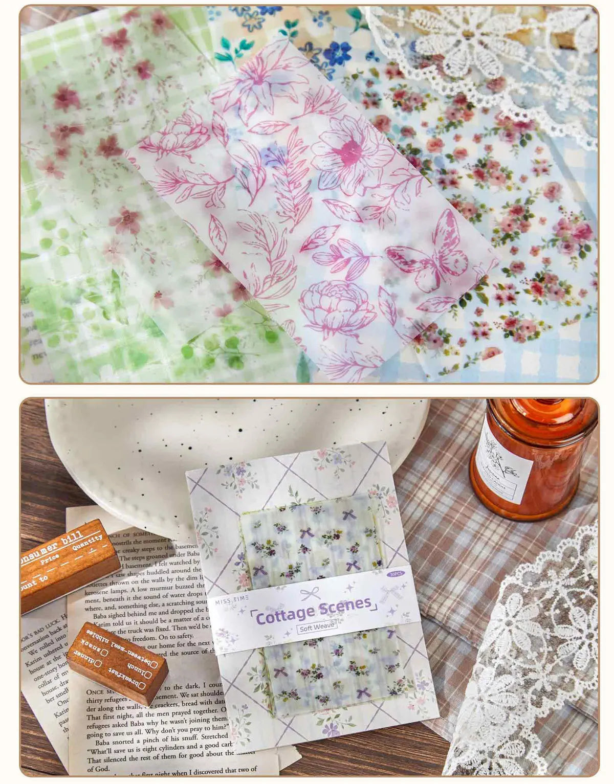30 sheets Retro Simple Literary Style Background Paper, DIY Collage Base Material Paper for Journaling Scrapbooking