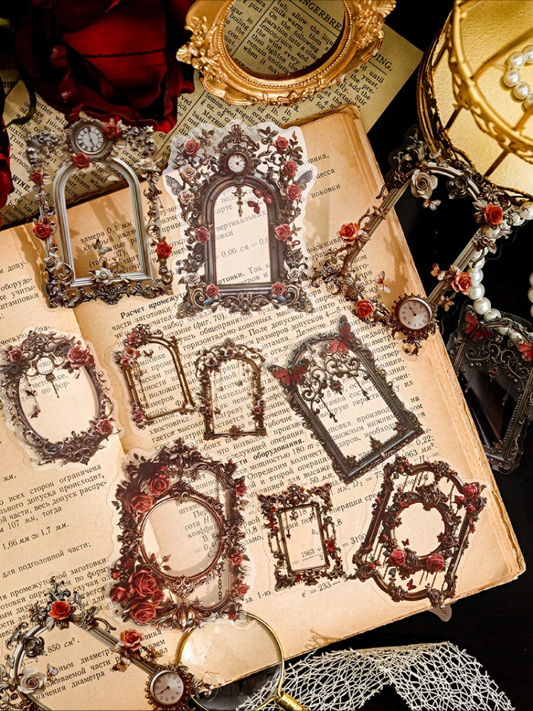 20 pcs Large size Vintage Cutout Frame Sticker Junk Journal DIY Scrapbooking Collage Materials Planner Creative Stationery