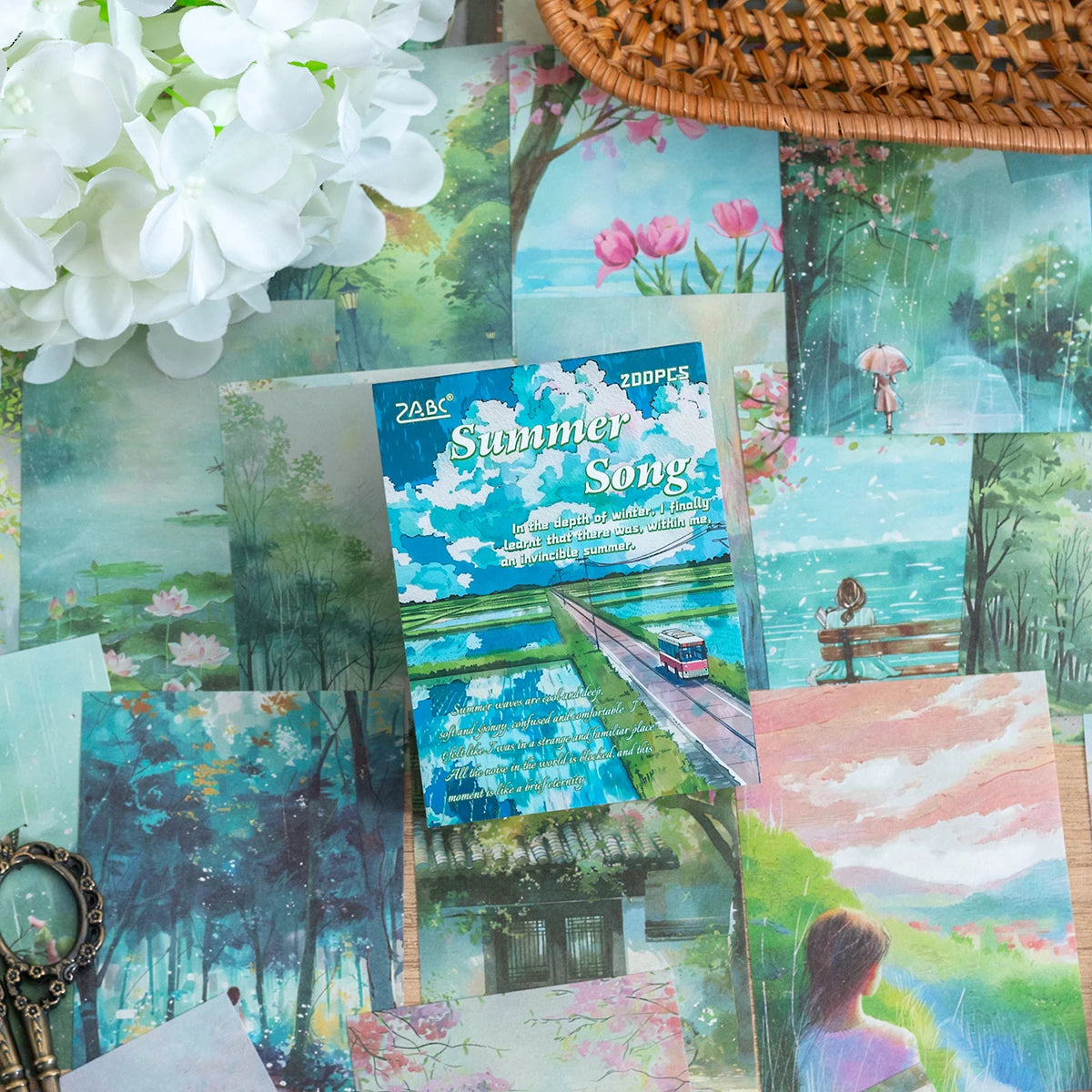 200sheets Scrapbook Paper Junk Journal Supplies Landscape Series DIY Scrapbooking Collage Craft Background Stationery Paper