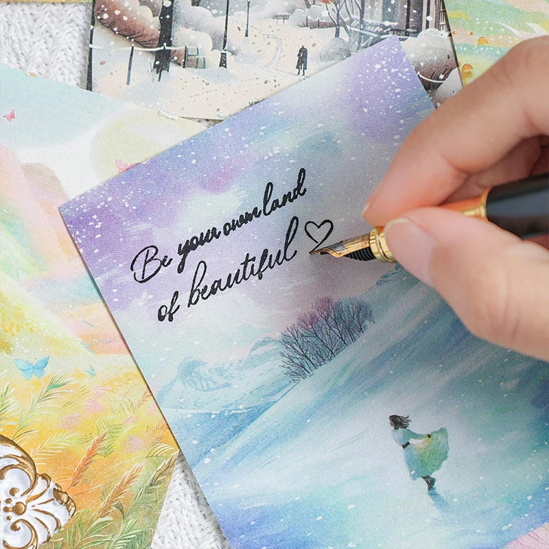 200 Sheets Beautiful Four Seasons Scenery Paper, all seasonal views for journal background collage