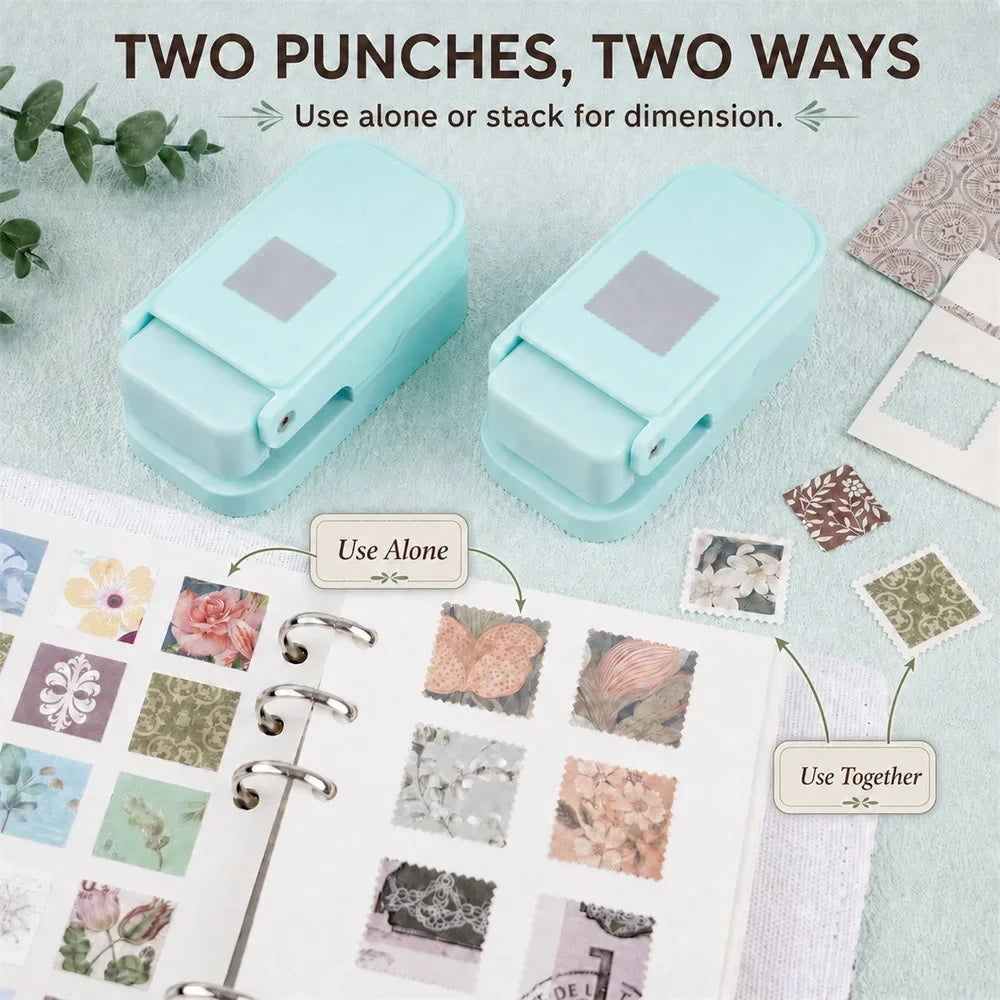 Layering Serrated-Edge Square Paper Punches for Junk Journal & Scrapbooking, Nesting Postage Stamp Style Craft Punches 2026