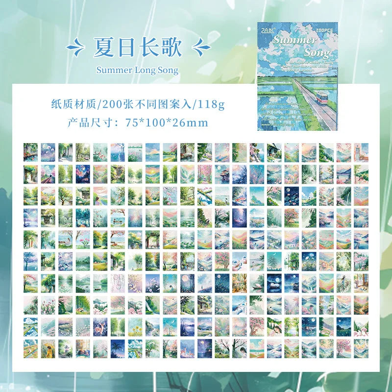 200 Sheets Beautiful Four Seasons Scenery Paper, all seasonal views for journal background collage
