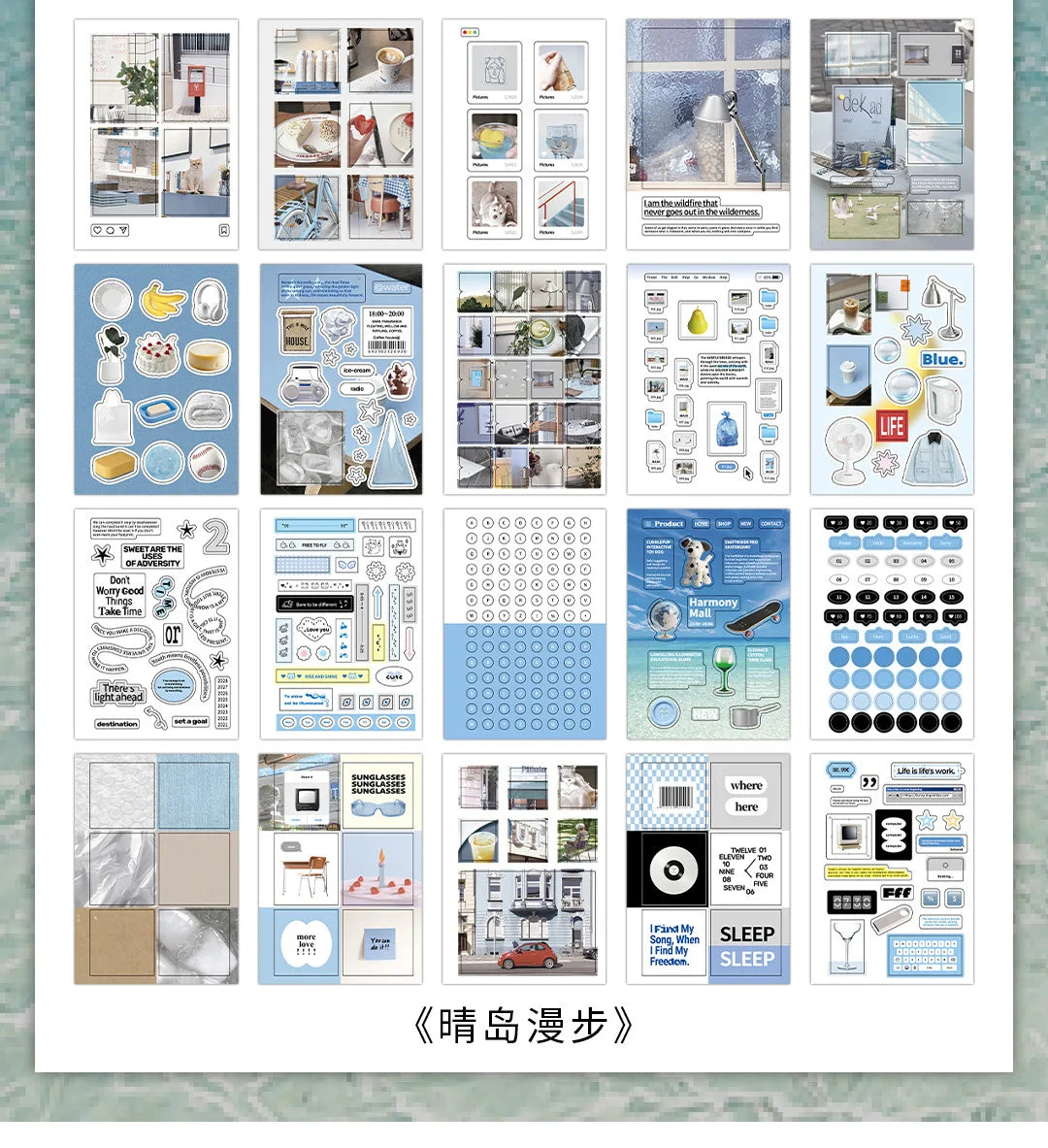 20pcs/1lot Kawaii Scrapbook Stickers every morning and evening Junk Journal Gold Planner Stationery Planner Decorative
