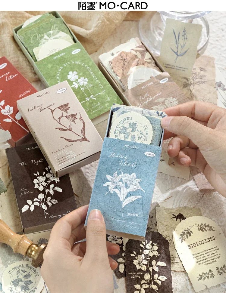 Journal GO 30pcs/box Vanilla Paper Stickers Creative Scrapbooking Collage Junk Journal diy Texture Material for Craft Making