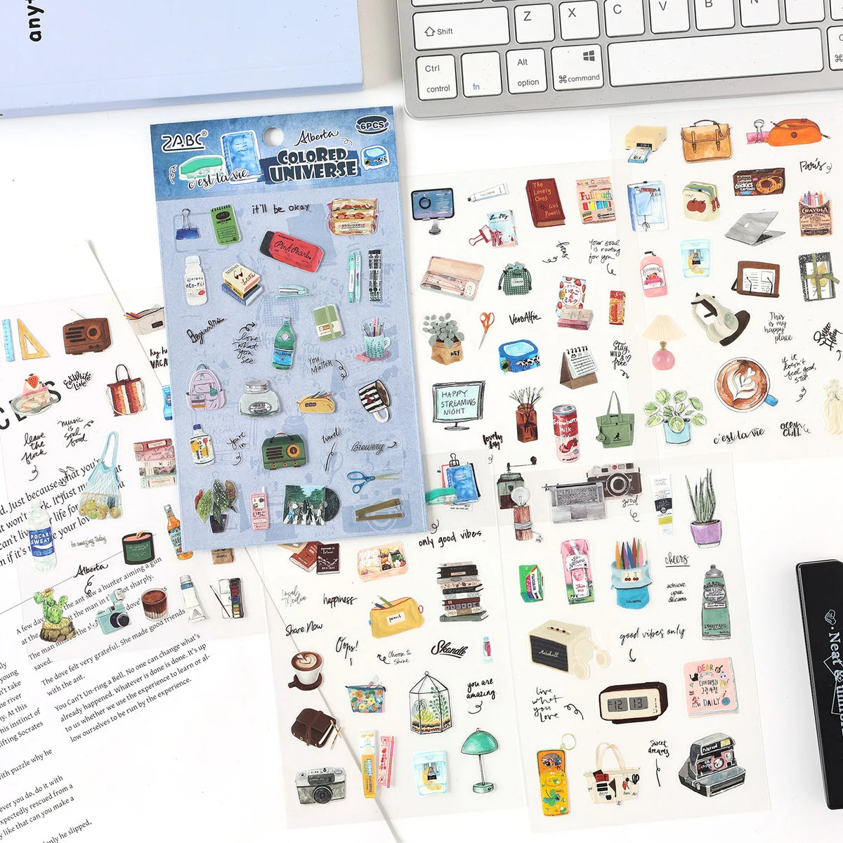 6/36 Sheets Cute Magazine Scrapbooking Stickers Book DIY Junk Journal Material Decoration Album Diary Stationery supplies