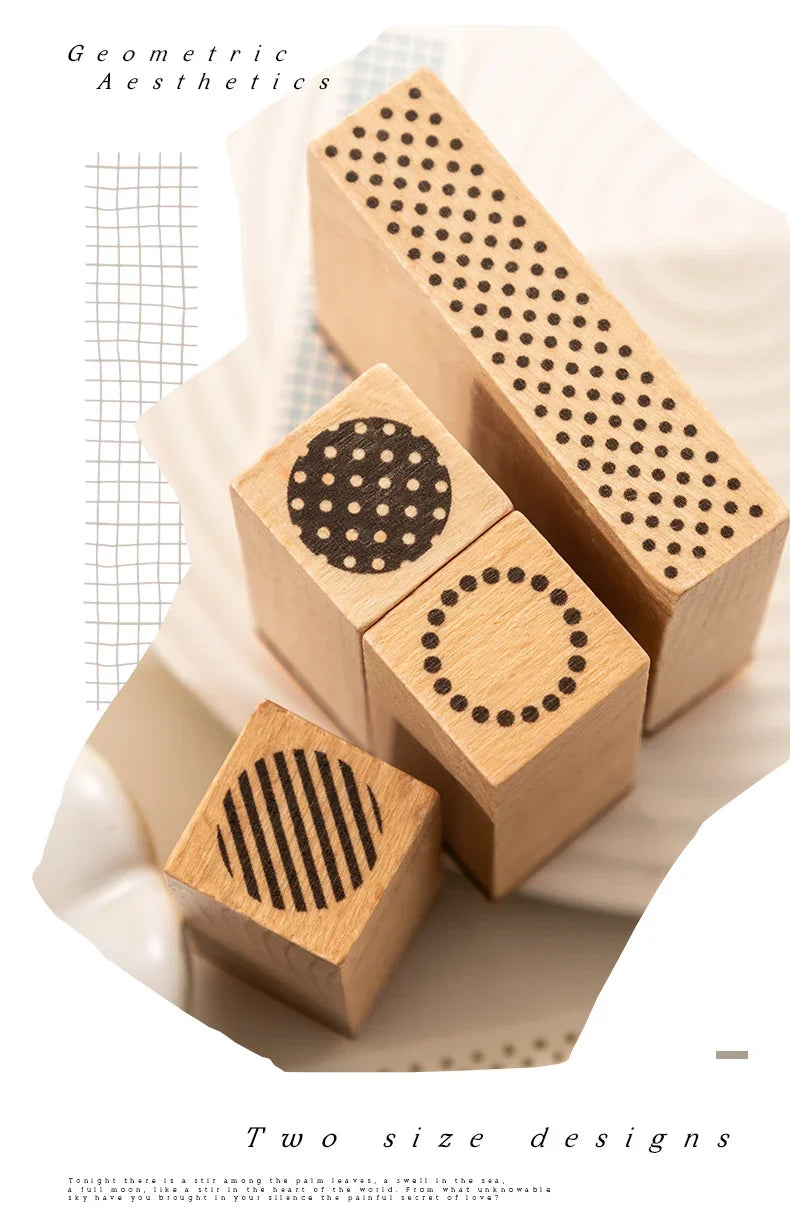 Journal GO Geometric Aesthetic Wooden Stamp Vintage Dot Gird Landscape Creative DIY Junk Journal Material Collage Stationery
