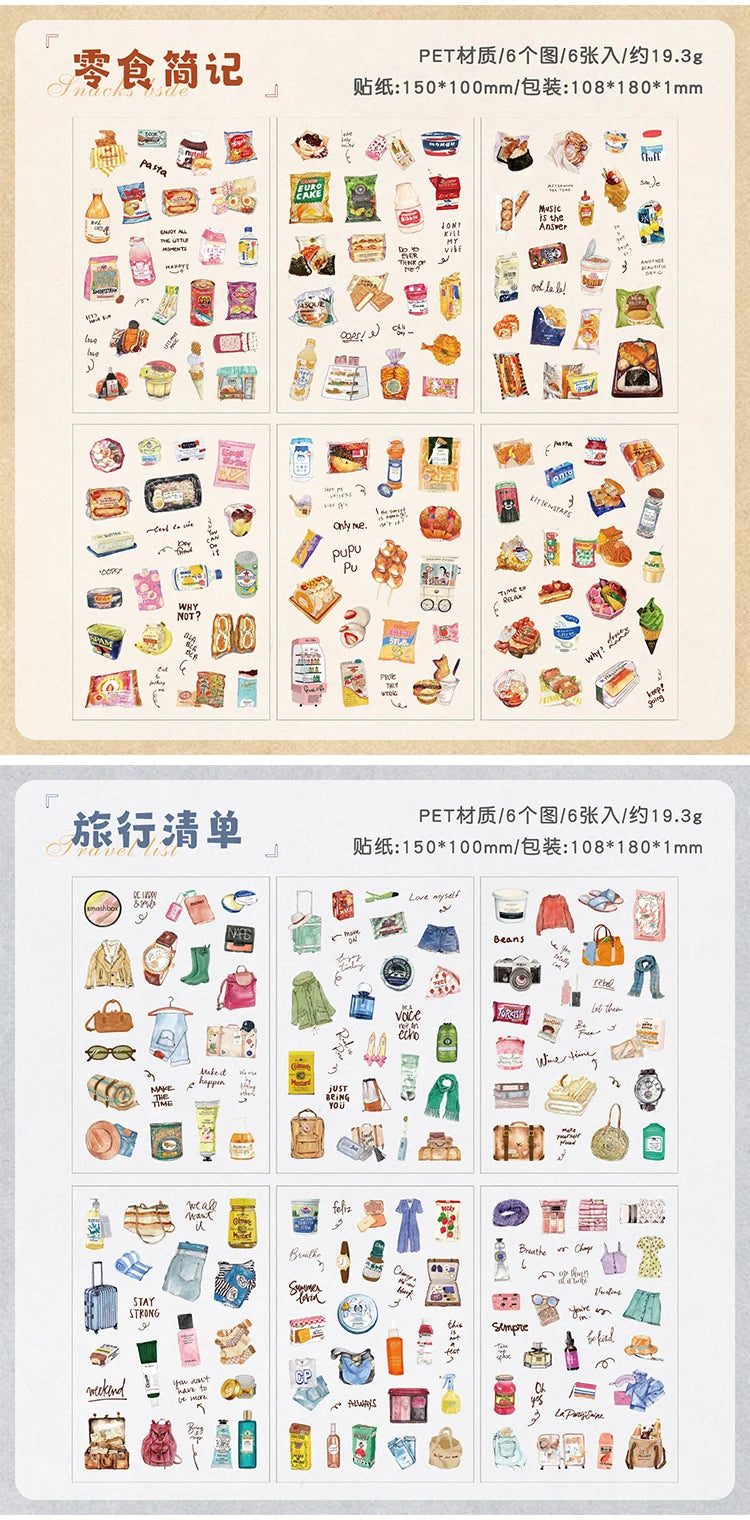 6/36 Sheets Cute Magazine Scrapbooking Stickers Book DIY Junk Journal Material Decoration Album Diary Stationery supplies