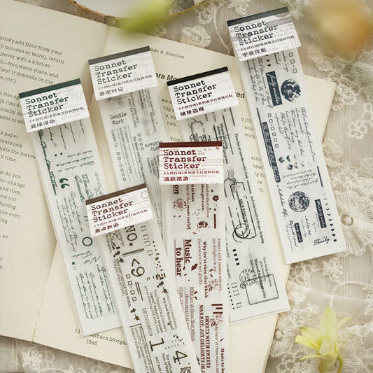 Vintage Sonnet Poem Rub-On Stickers — Junk Journal Supplies