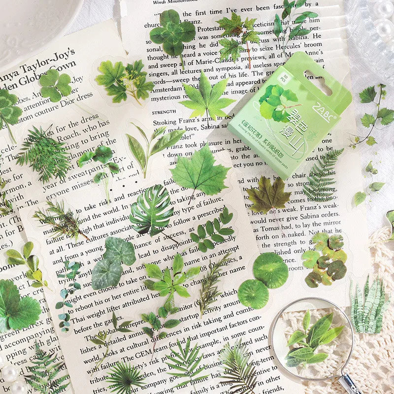 50pcs/box Journamm Plant Stickers Scrapbooking Supplies DIY CUT Decor Junk Journal Collage Stationery PET Aesth Natural Stickers