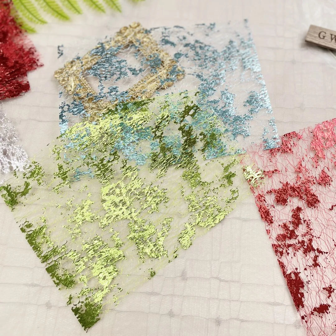 10Pcs Color Gold Foil Lace Gauze Art Paper Scrapbooking Decorate DIY Junk Journal Planner Collage Background Paper Material