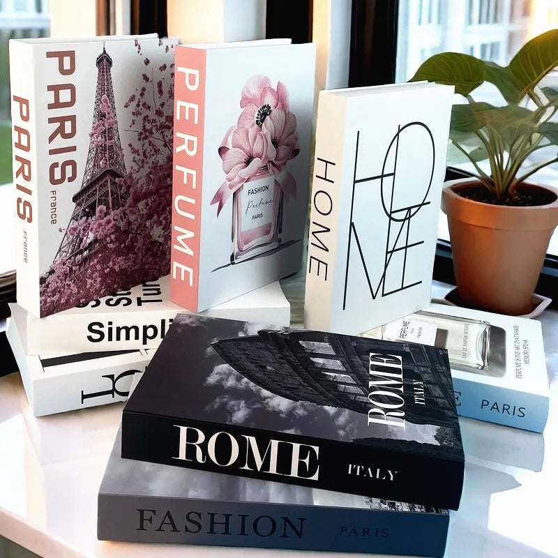 Perfume Luxury Fake Book Storage Box Interior Decoration Paris Decorative Books Design Ornament Coffee Table Shelf Home Decor