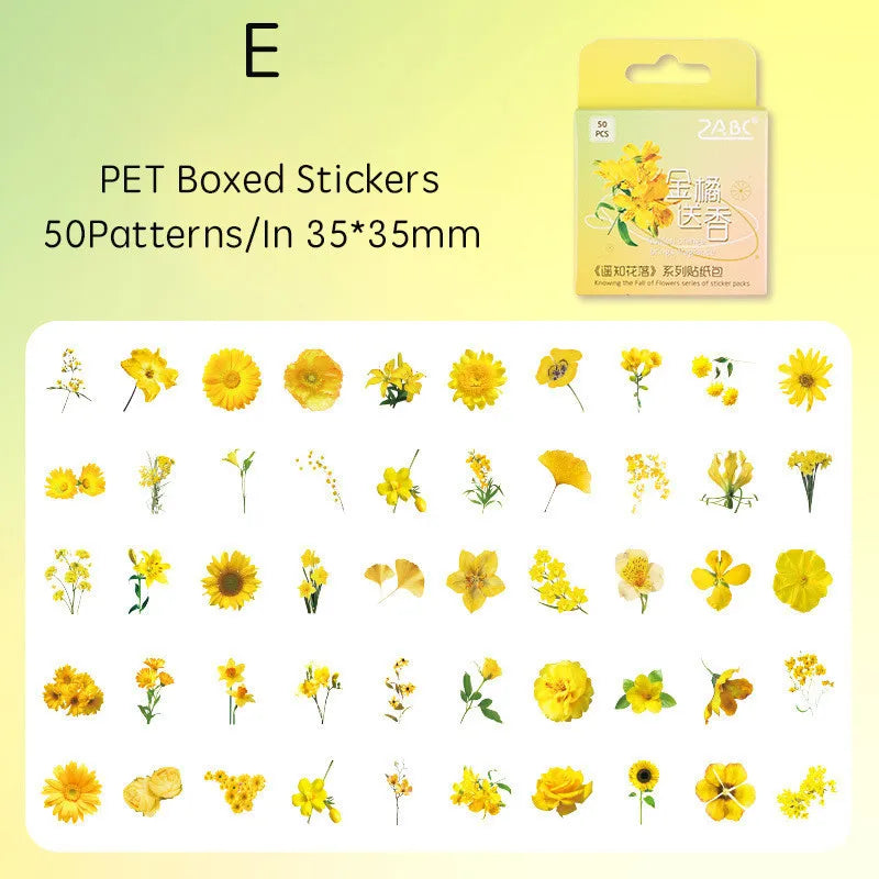 50pcs/box Journamm Plant Stickers Scrapbooking Supplies DIY CUT Decor Junk Journal Collage Stationery PET Aesth Natural Stickers