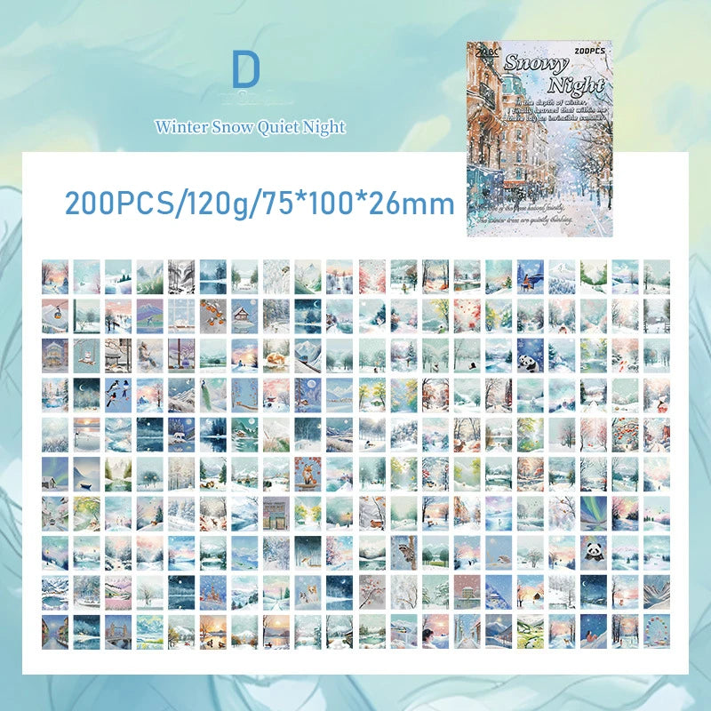 200sheets Scrapbook Paper Junk Journal Supplies Landscape Series DIY Scrapbooking Collage Craft Background Stationery Paper