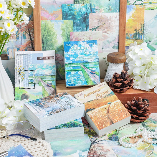 200 Sheets Beautiful Four Seasons Scenery Paper, all seasonal views for journal background collage
