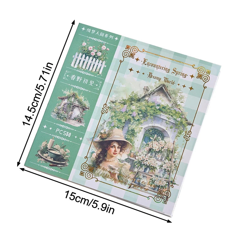 Washi Junk Journal Sticker Book — 50 Sheets Journaling Supplies