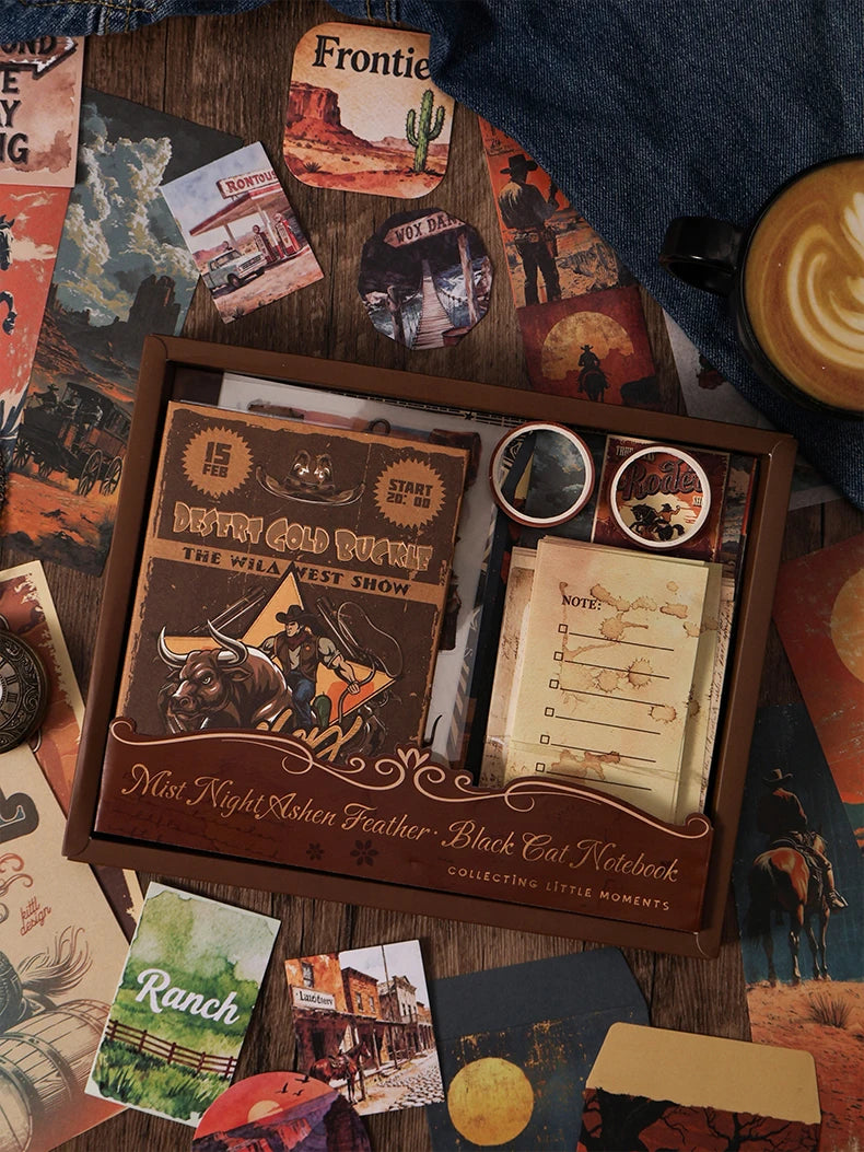Vintage Journal Gift Box Set, Antique Paper + Washi Tape Combo for Junk Journal Scrapbooking