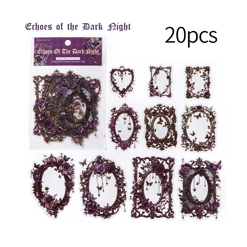 20 pcs Large size Vintage Cutout Frame Sticker Junk Journal DIY Scrapbooking Collage Materials Planner Creative Stationery