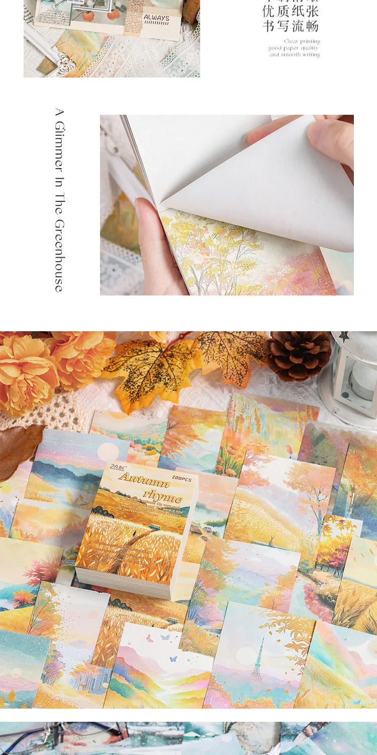 200sheets Scrapbook Paper Junk Journal Supplies Landscape Series DIY Scrapbooking Collage Craft Background Stationery Paper