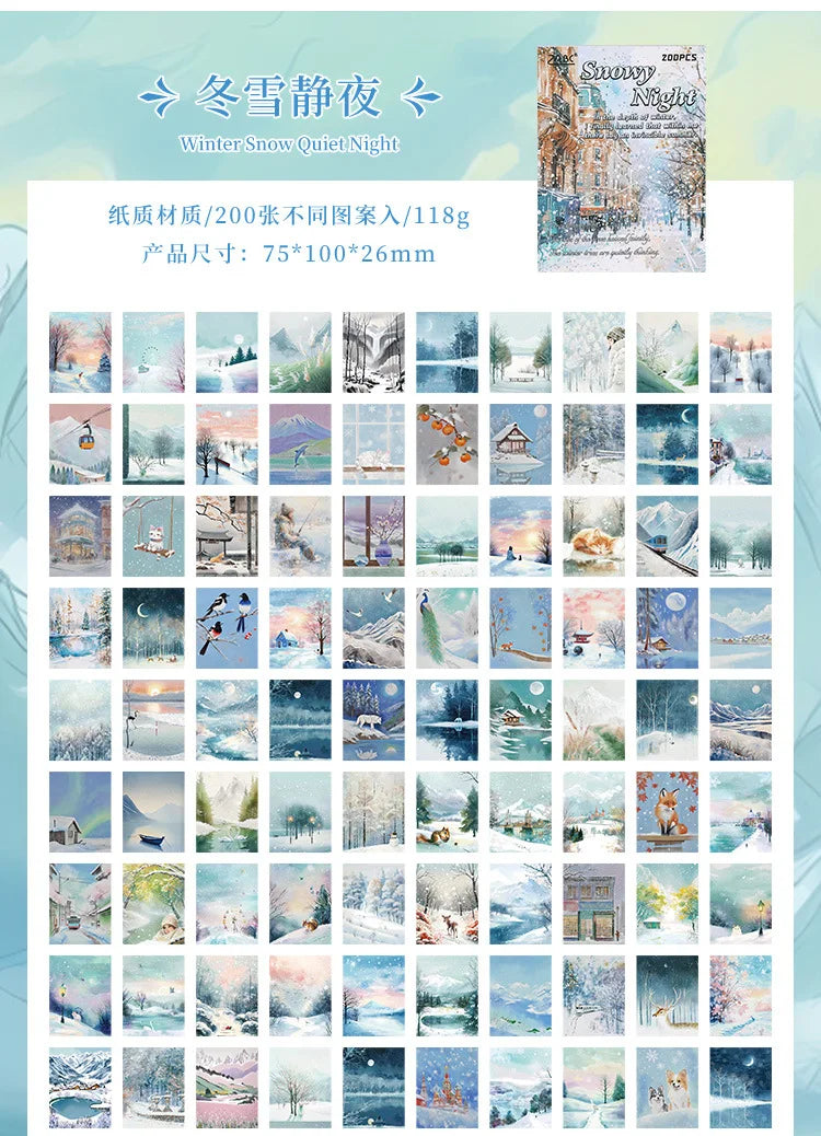 200 Sheets Beautiful Four Seasons Scenery Paper, all seasonal views for journal background collage