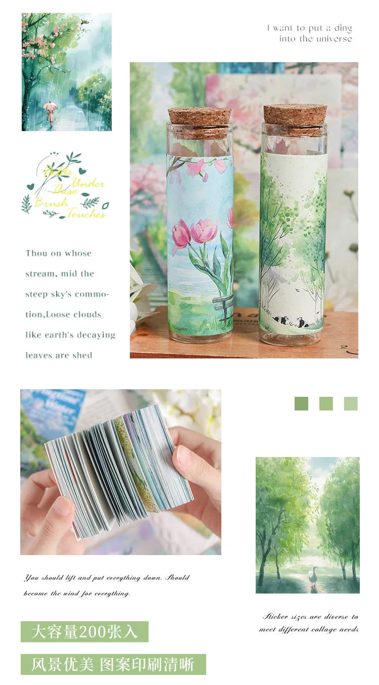 200 Sheets Beautiful Four Seasons Scenery Paper, all seasonal views for journal background collage
