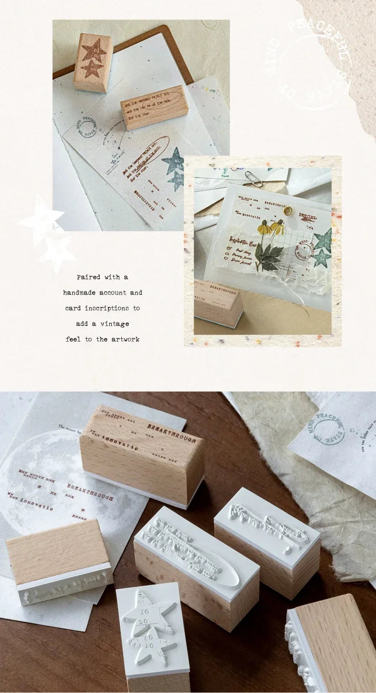 JIANWU Vintage English Words Border Landscape Junk Journal Material Collage Wooden Stamp Creative Student Supplies Stationery