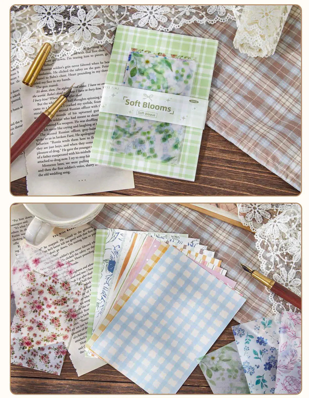 30 sheets Retro Simple Literary Style Background Paper, DIY Collage Base Material Paper for Journaling Scrapbooking