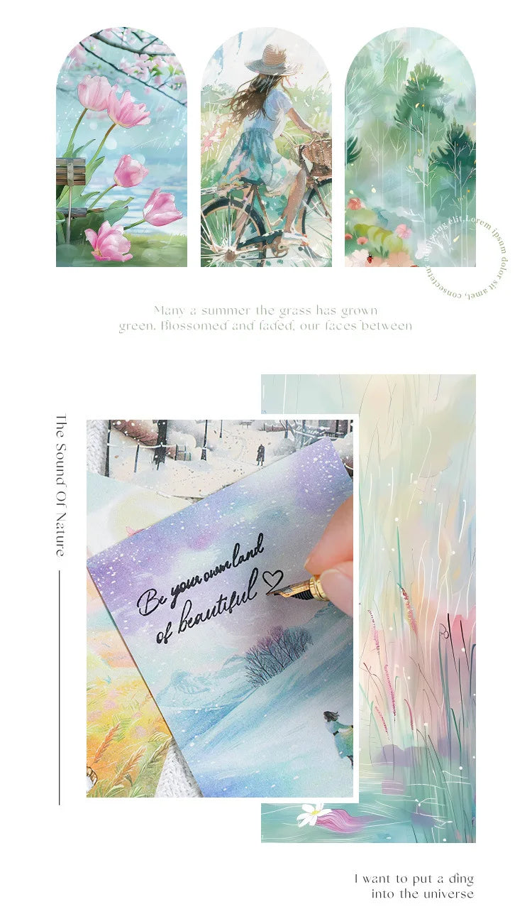 200 Sheets Beautiful Four Seasons Scenery Paper, all seasonal views for journal background collage