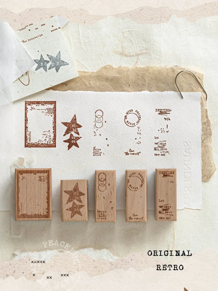 JIANWU Vintage English Words Border Landscape Junk Journal Material Collage Wooden Stamp Creative Student Supplies Stationery