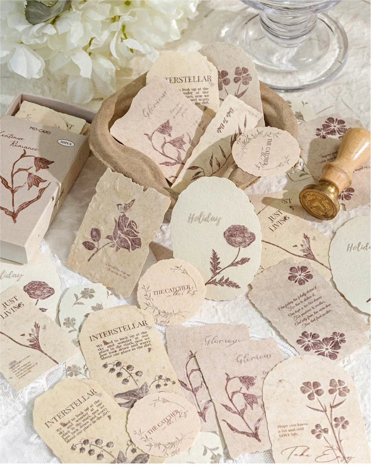Journal GO 30pcs/box Vanilla Paper Stickers Creative Scrapbooking Collage Junk Journal diy Texture Material for Craft Making
