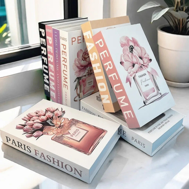Perfume Luxury Fake Book Storage Box Interior Decoration Paris Decorative Books Design Ornament Coffee Table Shelf Home Decor
