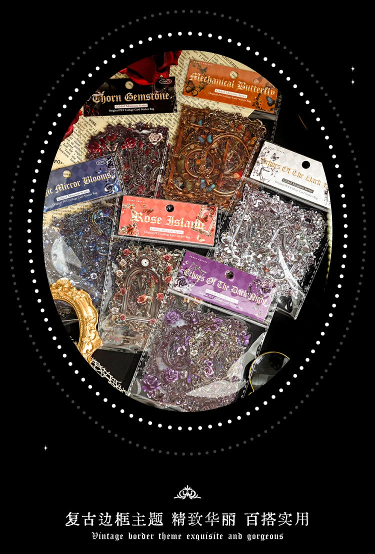 20 pcs Large size Vintage Cutout Frame Sticker Junk Journal DIY Scrapbooking Collage Materials Planner Creative Stationery
