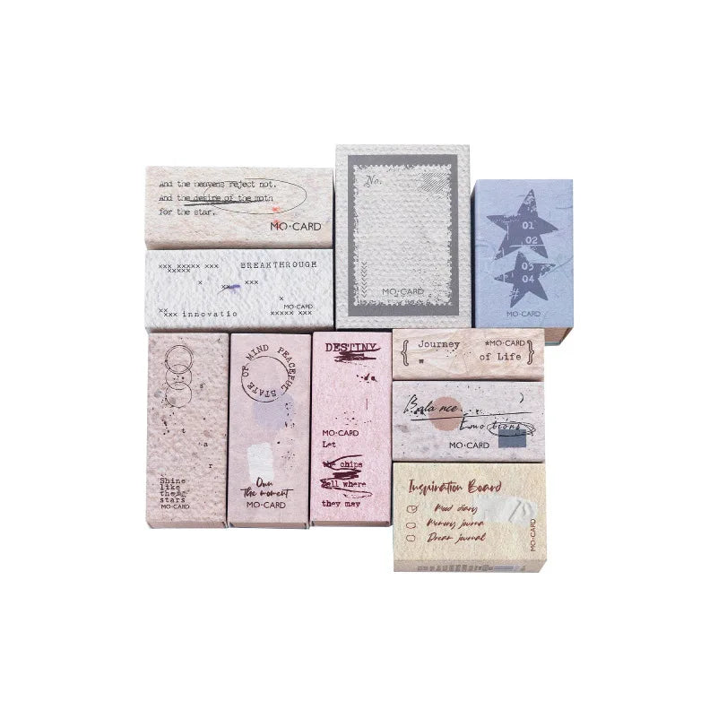 JIANWU Vintage English Words Border Landscape Junk Journal Material Collage Wooden Stamp Creative Student Supplies Stationery