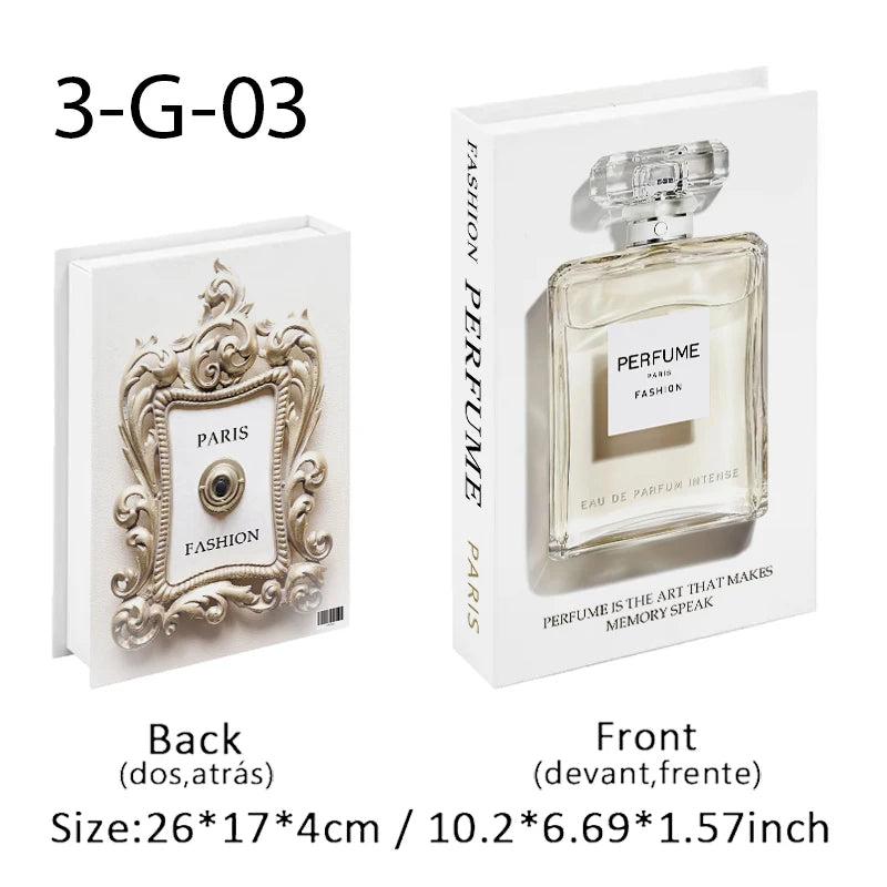 Perfume Luxury Fake Book Storage Box Interior Decoration Paris Decorative Books Design Ornament Coffee Table Shelf Home Decor