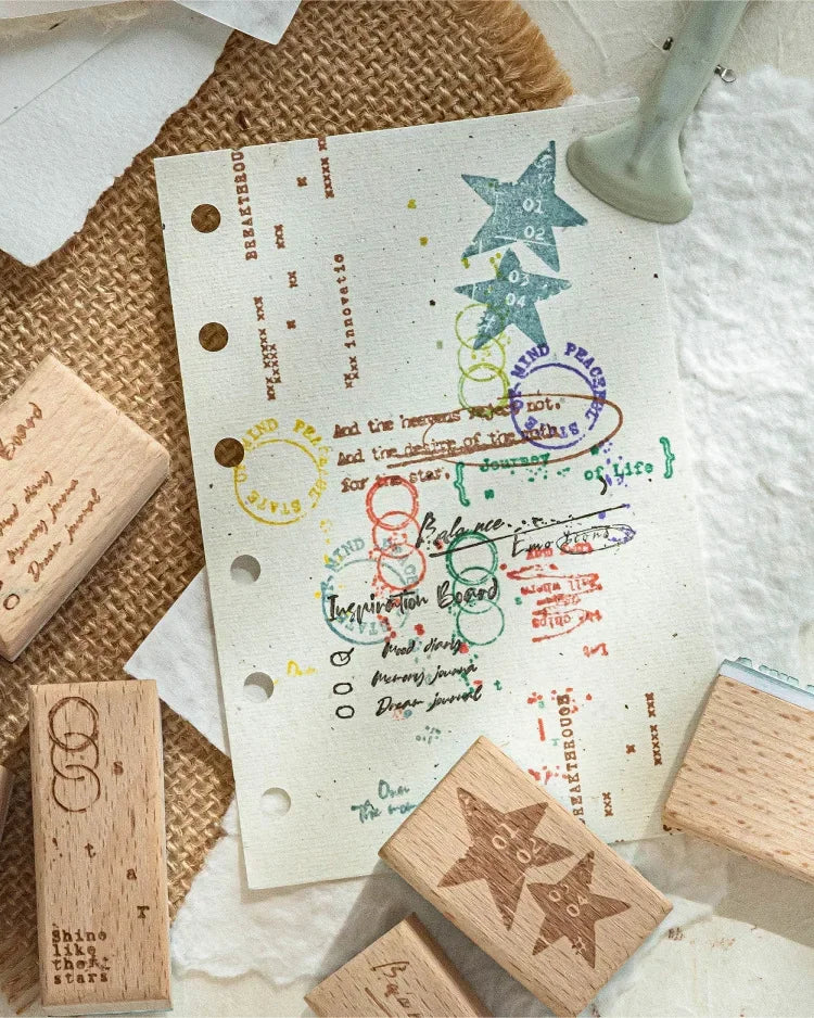 JIANWU Vintage English Words Border Landscape Junk Journal Material Collage Wooden Stamp Creative Student Supplies Stationery