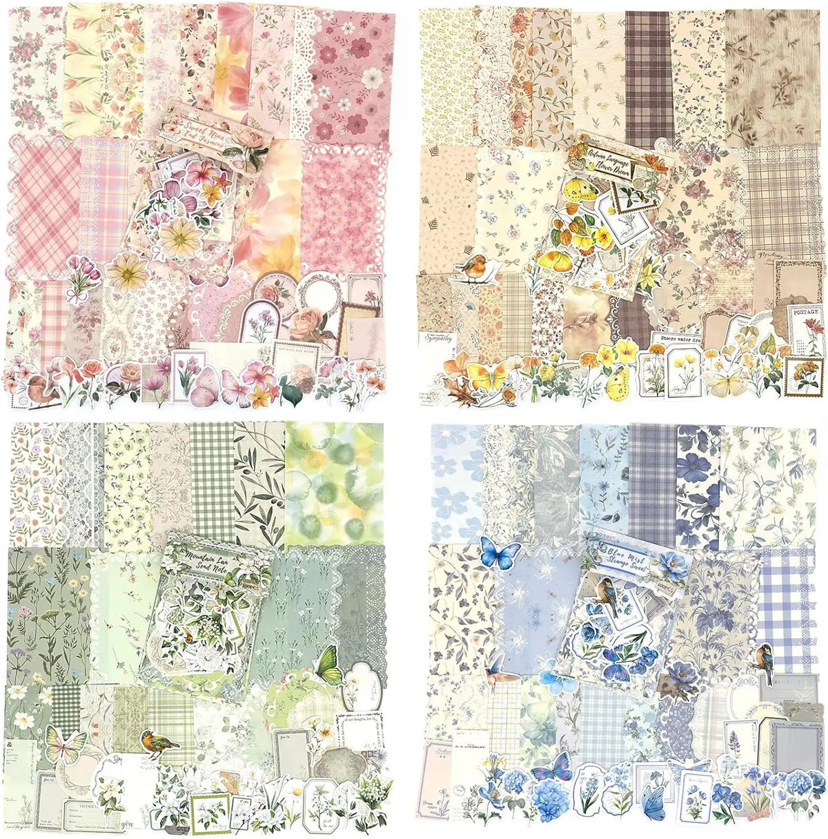 Vintage Floral Scrapbook Paper Journaling Stickers Material Paper Junk Journal Supplies Bullet Retro Crafts Planner Collage Card