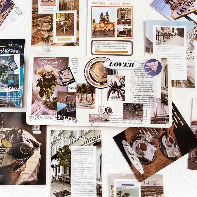 60 sheets INS Landscape Scrapbooking Collage Junk Journal School Stationery Supplies Aesthetic Decorate Planner Background Paper