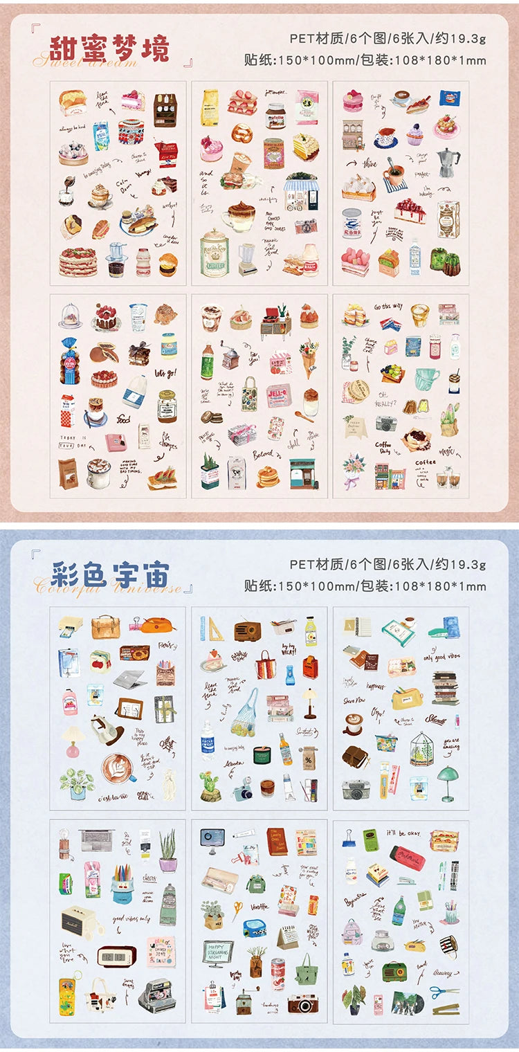 6/36 Sheets Cute Magazine Scrapbooking Stickers Book DIY Junk Journal Material Decoration Album Diary Stationery supplies