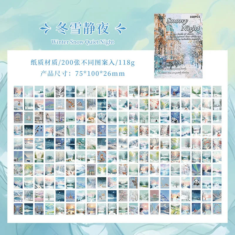 200 Sheets Beautiful Four Seasons Scenery Paper, all seasonal views for journal background collage