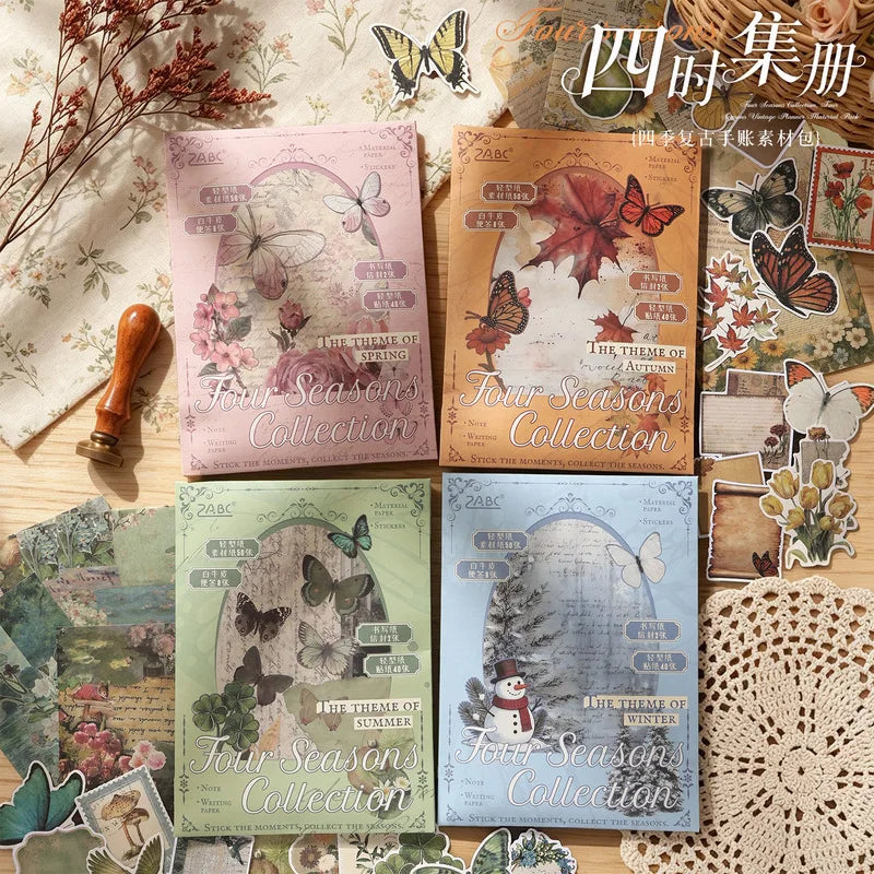Vintage Stickers & Scrapbook Paper Set — 100 Sheets Junk Journal Kit