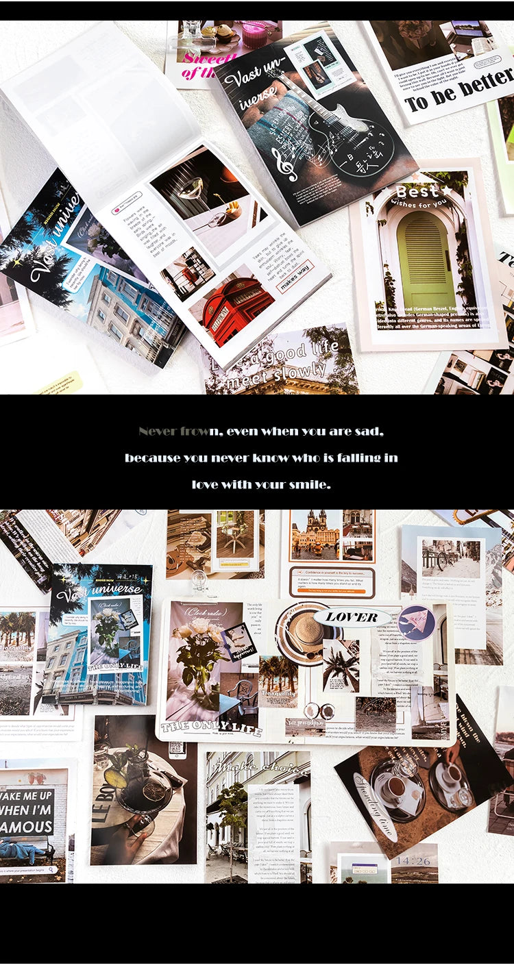 60 sheets INS Landscape Scrapbooking Collage Junk Journal School Stationery Supplies Aesthetic Decorate Planner Background Paper