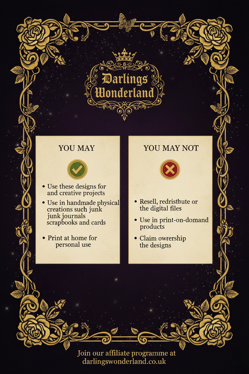 Darlings Wonderland Terms of Use Card