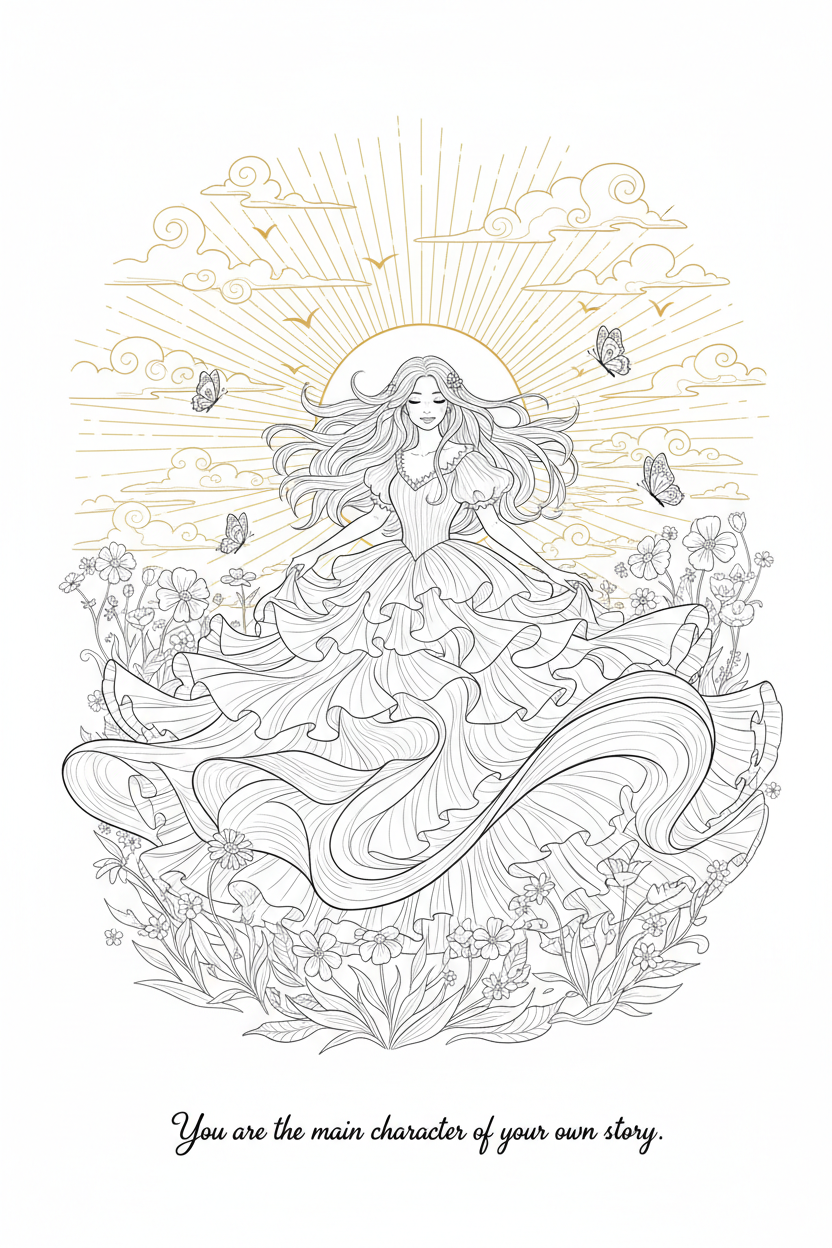 Self-Love Coloring Page 29 — Twirling